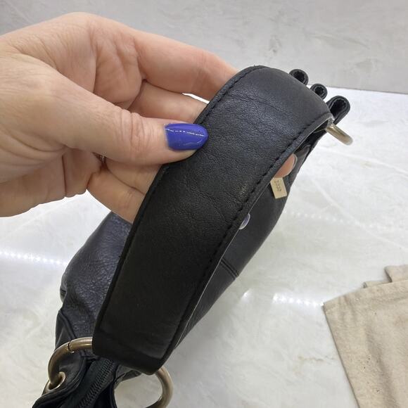 HOBO International Slouchy Black Leather Mini Shoulder Bag Y2k - Picture 5 of 16